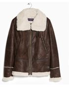 Violeta By Mango Faux Shearling-Lined Jacket - Lyst
