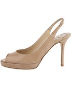 Jimmy Choo Peeptoe Patent Slingback - Lyst