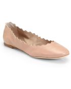 Chloé Leather Scalloped Ballet Flats - Lyst