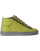Balenciaga Arena Felt and Leather High Top Sneakers - Lyst