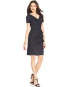 Alex Evenings Petite Short-Sleeve Side-Pleat Dress - Lyst
