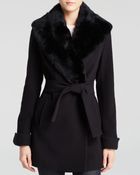 Trina Turk Naomi Wrap Coat With Rabbit Collar - Lyst