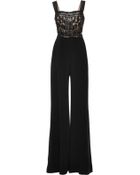 Elie Saab Embroidered Crepe Cady Jumpsuit - Lyst