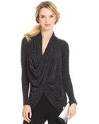 Karen Kane Long-Sleeve Cowl-Neck Metallic Top - Lyst