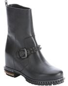 Fendi Black Leather Spike Accent Biker Boots - Lyst