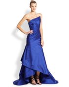 Ml Monique Lhuillier Satin Strapless Gown - Lyst