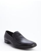 Prada Black Leather Slip-On Loafers - Lyst