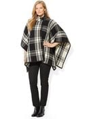 Lauren by Ralph Lauren Plus Wool Blend Plaid Poncho - Lyst
