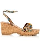 Stella McCartney Linda Python-Print Wedge Sandals - Lyst