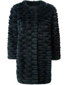 Yves Salomon Rabbit Fur Cropped Sleeves Coat - Lyst
