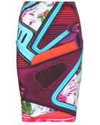 Mary Katrantzou Diamond Printed Stretch-Cotton Skirt - Lyst