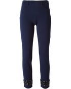 Blumarine Embellished Hems Stretch Trousers - Lyst