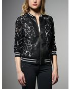 Patrizia Pepe Bomber Jacket In Viscose With Lace Layer - Lyst