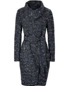 Donna Karan New York Wool Blend Coat with Leather Piping - Lyst