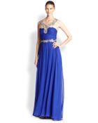 Notte By Marchesa Embellished Illusion-Neck Gown - Lyst