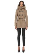 Mackage Zandra Camel Hooded Wool Coat With Toggles - Lyst