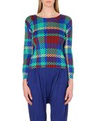 Pleats Please Issey Miyake Tartan-print Pleated Top - Lyst
