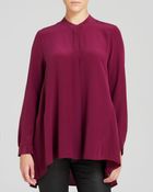 Eileen Fisher Mandarin Collar Silk Blouse - Lyst