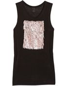Vera Wang Sequin-Embellished Jersey Top - Lyst