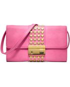 Michael Kors Gia Studded Leather Clutch - Lyst