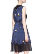 3.1 Phillip Lim Pleated Mesh-Inset Printed Dress - Lyst