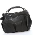 Giorgio Armani Black Leather Knotted Handle Hobo - Lyst