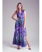 Bebe Deep V-Neck Maxi Dress - Lyst