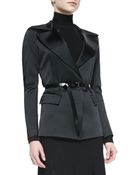 Donna Karan New York Belted Jacket With Sheer Back - Lyst
