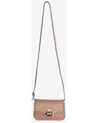 Valentino Rockstud Flap Crossbody Bag Beige - Lyst