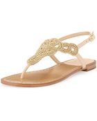 Stuart Weitzman Sugarbaby Embellished Thong Sandal - Lyst