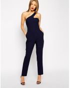Asos One Shoulder Cut Out Jumpsuit - Lyst