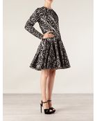 Lanvin Printed Flared Hem Dress - Lyst