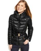 Tahari Belted Down Puffer Coat - Lyst