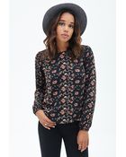 Forever 21 Floral Print & Lace Top - Lyst