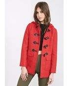 Forever 21 Hooded Toggle Coat - Lyst