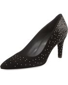 Stuart Weitzman Tachuela Studded Suede Pump - Lyst