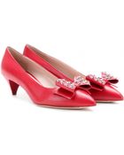 Miu Miu Leather Kitten-Heel Pumps - Lyst