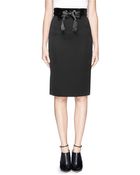 Alexander McQueen Velvet Trim Wool Pencil Skirt - Lyst