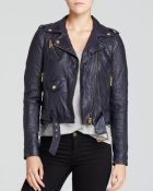 MICHAEL Michael Kors Cropped Leather Moto Jacket - Lyst