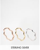 Asos Sterling Silver Wave Ring Multipack - Lyst