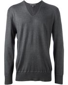 John Varvatos Vneck Sweater - Lyst