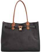 Tommy Hilfiger Saffiano Leather Th Heritage Lock Tote - Lyst
