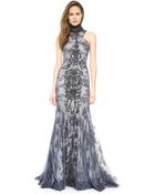 Wes Gordon Beaded Mesh & Lace Gown - Black - Lyst