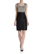 Kay Unger Sleeveless Sequin-Waist Combo Dress - Lyst