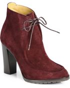 Ralph Lauren Collection Motina Suede Front-Tie Ankle Boots - Lyst