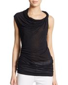 BCBGMAXAZRIA Asymmetrical Ruched Jersey-Knit Top - Lyst