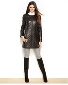 Jones New York Quilted Leather Coat - Lyst