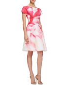 Carolina Herrera Pleated Watercolor-Print Cocktail Dress - Lyst