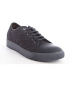 Lanvin Antracite And Black Canvas Leather Cap Toe Sneakers - Lyst