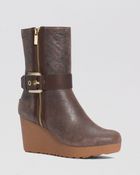 MICHAEL Michael Kors Platform Wedge Booties - Lizzie Shearling - Lyst
